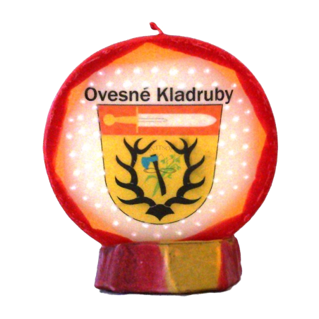 Svíčka kruh logo OVESNÉ KLADRUBY žluto lososová