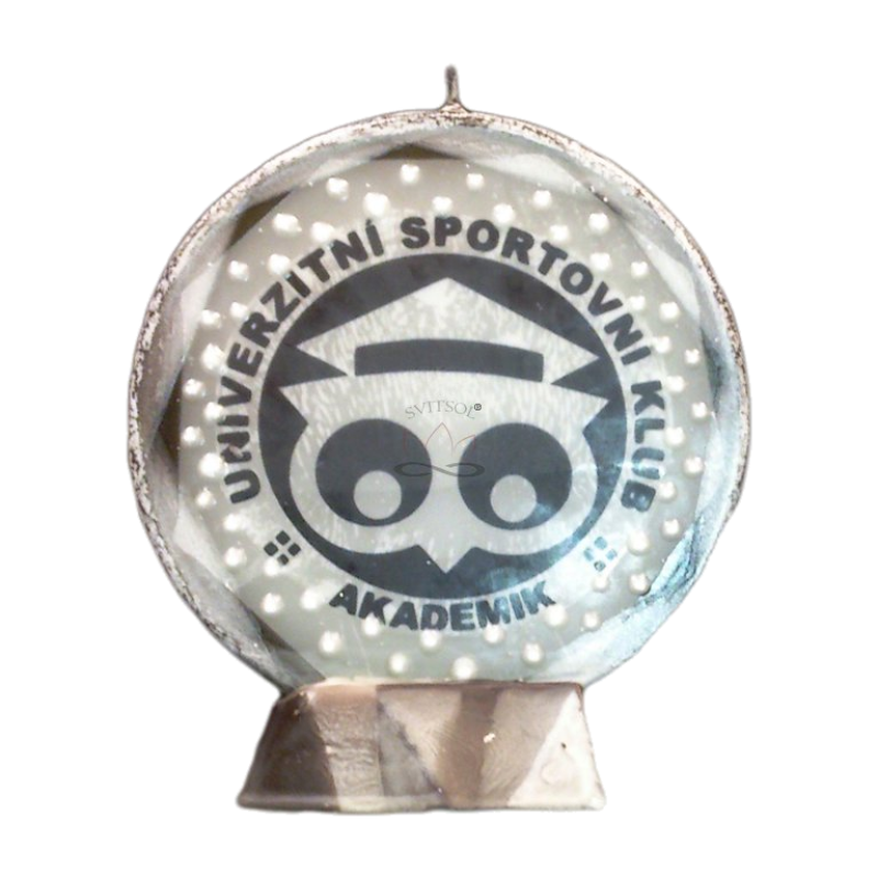 Svíčka kruh logo UNIVERZITNÍ SPORTOVNÍ KLUB AKADEMIK černo bílá