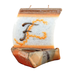 Bootkerze mit Buchstabe F